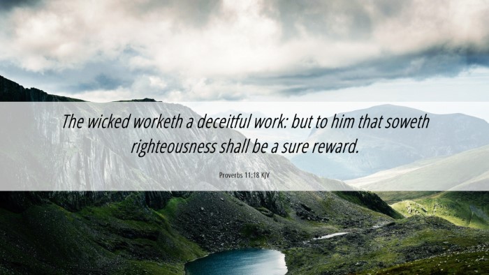 Picture 06 - Proverbs 11:18 KJV Desktop Wallpaper - The wicked worketh a deceitful work: but to him - Desktop Bible Verse Wallpaper
