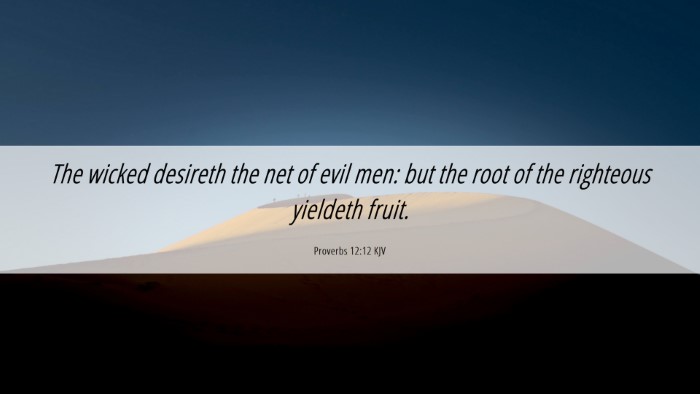 Picture 06 - Proverbs 12:12 KJV Desktop Wallpaper - The wicked desireth the net of evil men: but the - Desktop Bible Verse Wallpaper