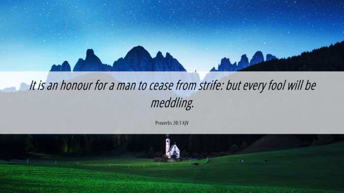 Picture 06 - Proverbs 20:3 KJV Desktop Wallpaper - It is an honour for a man to cease from strife: - Desktop Bible Verse Wallpaper