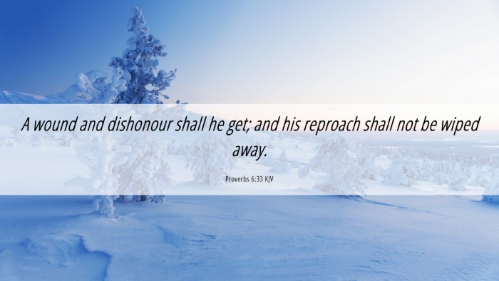 Picture 06 - Proverbs 6:33 KJV Desktop Wallpaper - A wound and dishonour shall he get; and his - Desktop Bible Verse Wallpaper