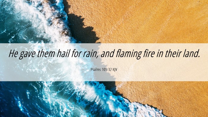 Picture 06 - Psalms 105:32 KJV Desktop Wallpaper - He gave them hail for rain, and flaming fire in - Desktop Bible Verse Wallpaper
