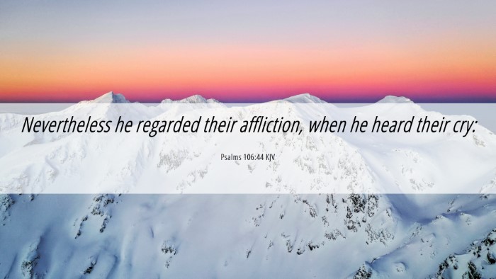 Picture 06 - Psalms 106:44 KJV Desktop Wallpaper - Nevertheless he regarded their affliction, when - Desktop Bible Verse Wallpaper