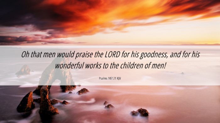 Picture 06 - Psalms 107:21 KJV Desktop Wallpaper - Oh that men would praise the LORD for his - Desktop Bible Verse Wallpaper