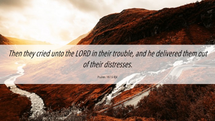 Picture 06 - Psalms 107:6 KJV Desktop Wallpaper - Then they cried unto the LORD in their trouble, - Desktop Bible Verse Wallpaper