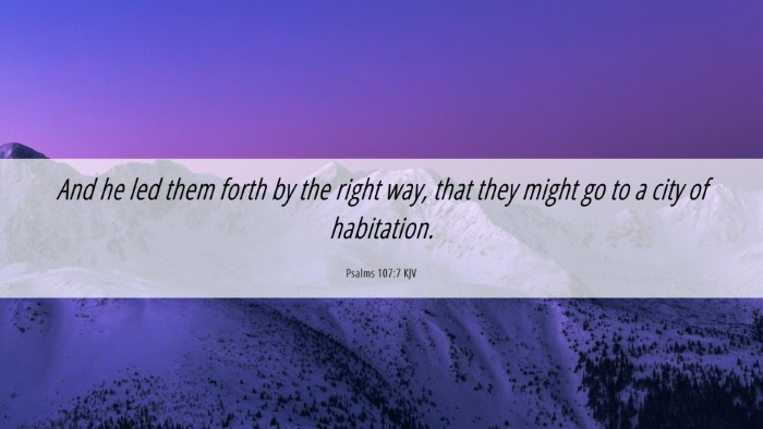 Picture 06 - Psalms 107:7 KJV Desktop Wallpaper - And he led them forth by the right way, that they - Desktop Bible Verse Wallpaper