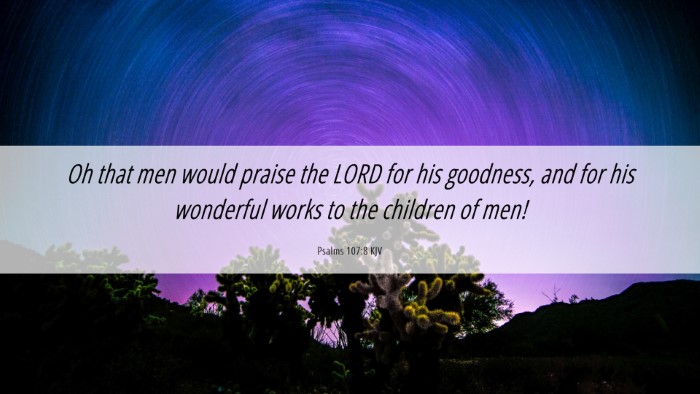 Picture 06 - Psalms 107:8 KJV Desktop Wallpaper - Oh that men would praise the LORD for his - Desktop Bible Verse Wallpaper