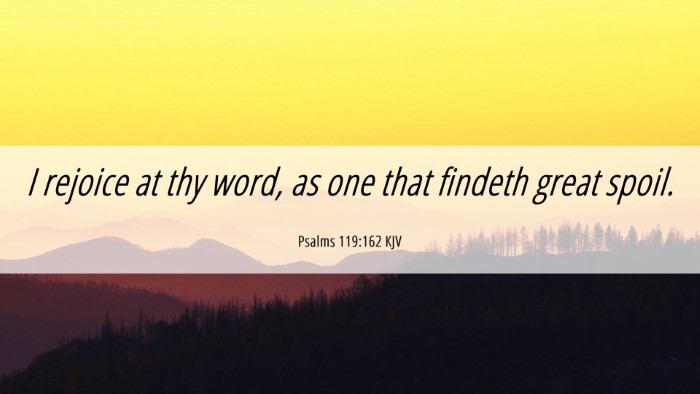 Picture 06 - Psalms 119:162 KJV Desktop Wallpaper - I rejoice at thy word, as one that findeth great - Desktop Bible Verse Wallpaper