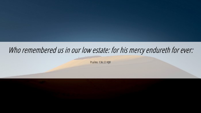 Picture 06 - Psalms 136:23 KJV Desktop Wallpaper - Who remembered us in our low estate: for his - Desktop Bible Verse Wallpaper