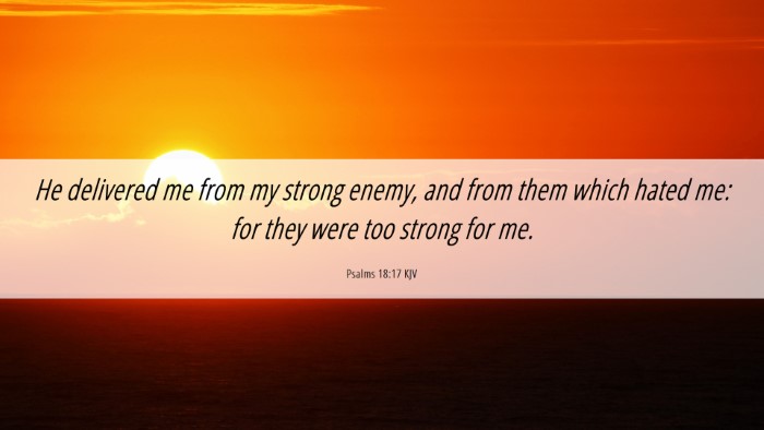 Picture 06 - Psalms 18:17 KJV Desktop Wallpaper - He delivered me from my strong enemy, and from - Desktop Bible Verse Wallpaper