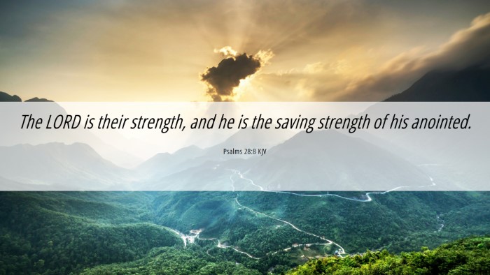 Picture 06 - Psalms 28:8 KJV Desktop Wallpaper - The LORD is their strength, and he is the saving - Desktop Bible Verse Wallpaper