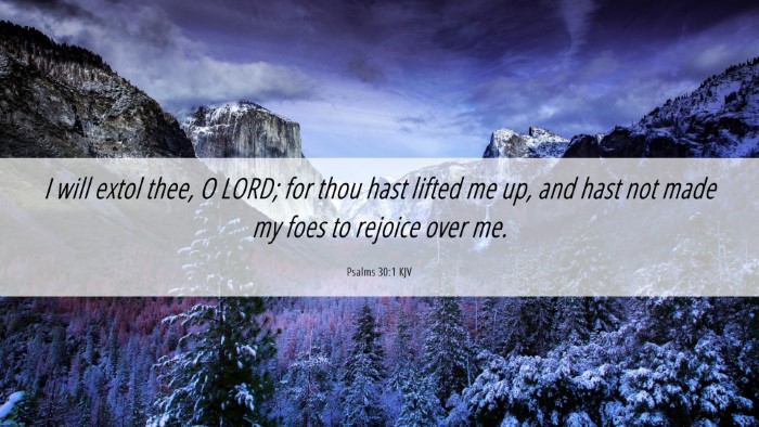 Picture 06 - Psalms 30:1 KJV Desktop Wallpaper - I will extol thee, O LORD; for thou hast lifted - Desktop Bible Verse Wallpaper