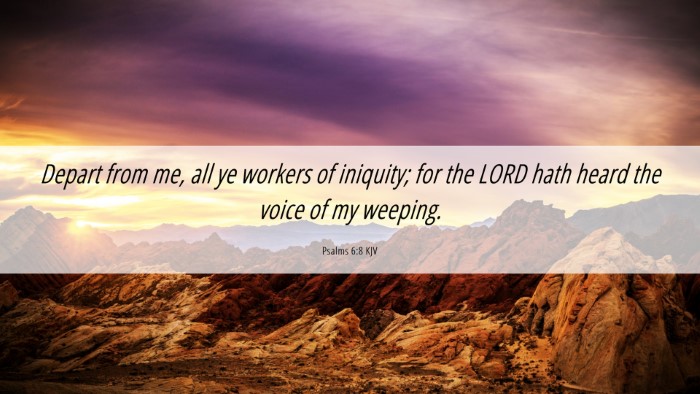 Picture 06 - Psalms 6:8 KJV Desktop Wallpaper - Depart from me, all ye workers of iniquity; for - Desktop Bible Verse Wallpaper