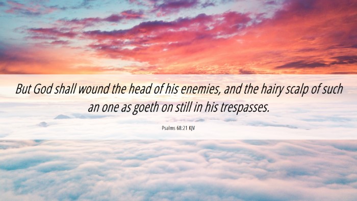 Picture 06 - Psalms 68:21 KJV Desktop Wallpaper - But God shall wound the head of his enemies, and - Desktop Bible Verse Wallpaper