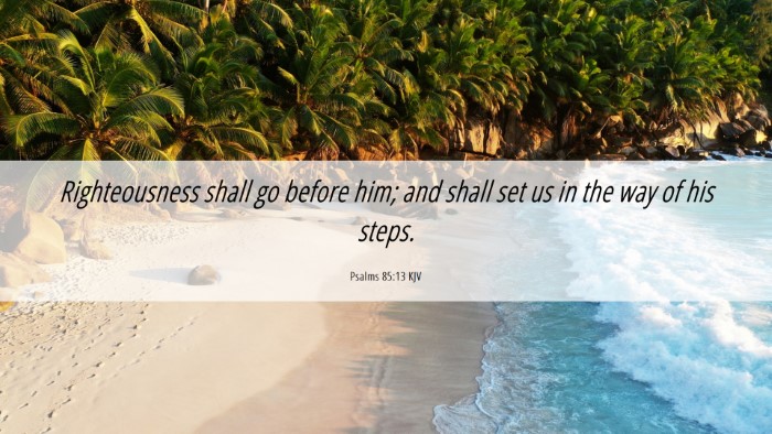 Picture 06 - Psalms 85:13 KJV Desktop Wallpaper - Righteousness shall go before him; and shall set - Desktop Bible Verse Wallpaper