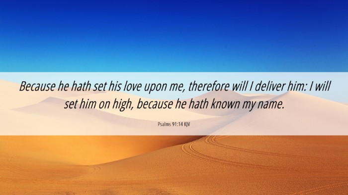 Picture 06 - Psalms 91:14 KJV Desktop Wallpaper - Because he hath set his love upon me, therefore - Desktop Bible Verse Wallpaper