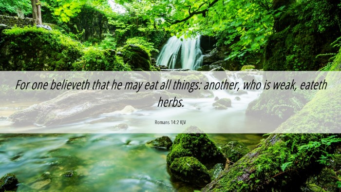 Picture 06 - Romans 14:2 KJV Desktop Wallpaper - For one believeth that he may eat all things: - Desktop Bible Verse Wallpaper