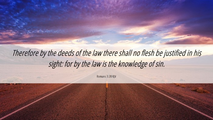 Picture 06 - Romans 3:20 KJV Desktop Wallpaper - Therefore by the deeds of the law there shall no - Desktop Bible Verse Wallpaper