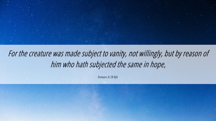 Picture 06 - Romans 8:20 KJV Desktop Wallpaper - For the creature was made subject to vanity, not - Desktop Bible Verse Wallpaper