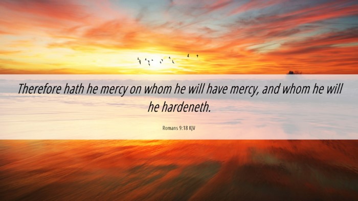 Picture 06 - Romans 9:18 KJV Desktop Wallpaper - Therefore hath he mercy on whom he will have - Desktop Bible Verse Wallpaper