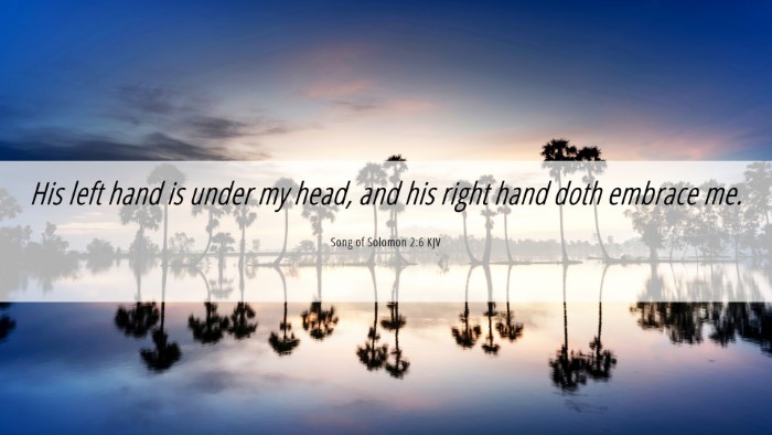 Picture 06 - Song of Solomon 2:6 KJV Desktop Wallpaper - His left hand is under my head, and his right - Desktop Bible Verse Wallpaper