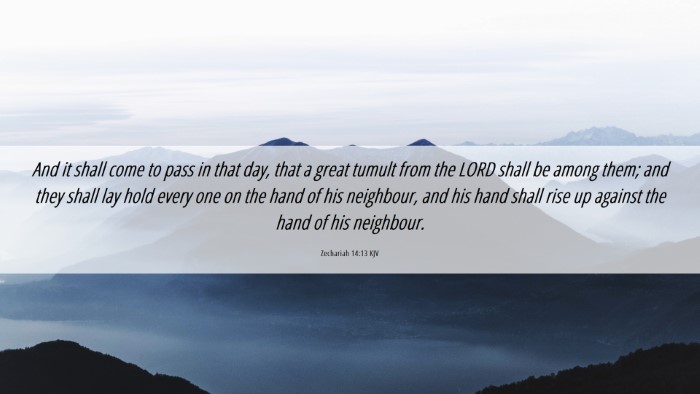 Picture 06 - Zechariah 14:13 KJV Desktop Wallpaper - And it shall come to pass in that day, that a - Desktop Bible Verse Wallpaper