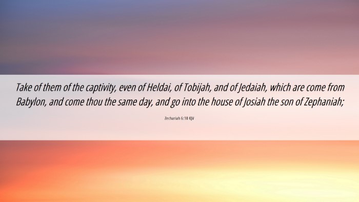 Picture 06 - Zechariah 6:10 KJV Desktop Wallpaper - Take of them of the captivity, even of Heldai, of - Desktop Bible Verse Wallpaper