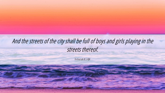 Picture 06 - Zechariah 8:5 KJV Desktop Wallpaper - And the streets of the city shall be full of boys - Desktop Bible Verse Wallpaper