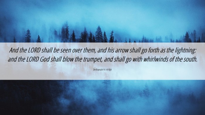 Picture 06 - Zechariah 9:14 KJV Desktop Wallpaper - And the LORD shall be seen over them, and his - Desktop Bible Verse Wallpaper