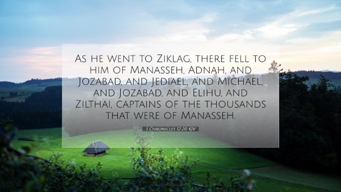 Picture 07 - 1 Chronicles 12:20 KJV Desktop Wallpaper - As he went to Ziklag, there fell to him of - Desktop Bible Verse Wallpaper