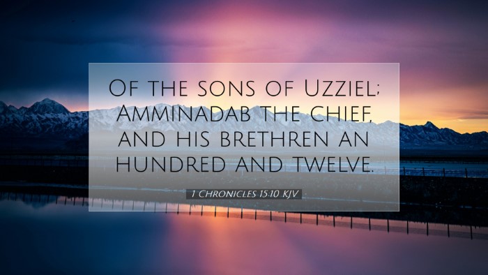 Picture 07 - 1 Chronicles 15:10 KJV Desktop Wallpaper - Of the sons of Uzziel; Amminadab the chief, and - Desktop Bible Verse Wallpaper