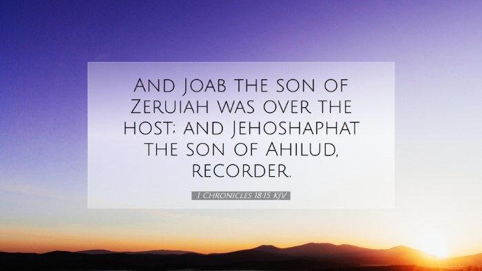 Picture 07 - 1 Chronicles 18:15 KJV Desktop Wallpaper - And Joab the son of Zeruiah was over the host; - Desktop Bible Verse Wallpaper