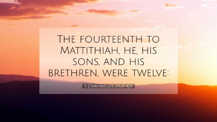 Picture 07 - 1 Chronicles 25:21 KJV Desktop Wallpaper - The fourteenth to Mattithiah, he, his sons, and - Desktop Bible Verse Wallpaper