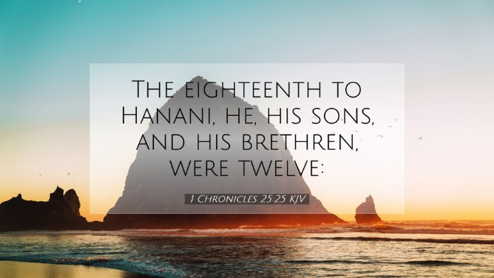 Picture 07 - 1 Chronicles 25:25 KJV Desktop Wallpaper - The eighteenth to Hanani, he, his sons, and his - Desktop Bible Verse Wallpaper