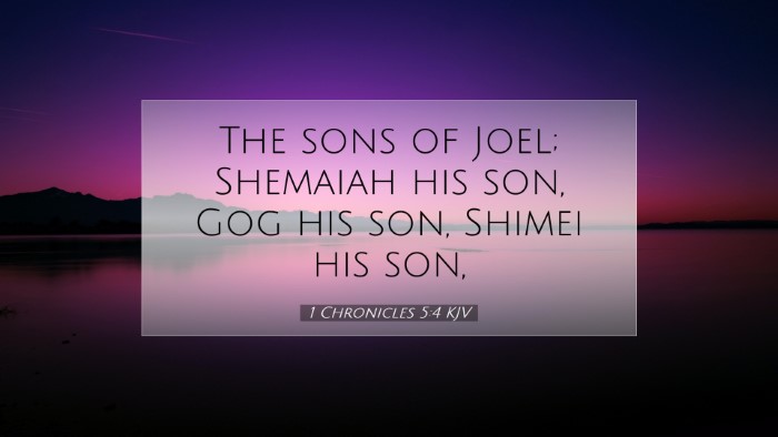 Picture 07 - 1 Chronicles 5:4 KJV Desktop Wallpaper - The sons of Joel; Shemaiah his son, Gog his son, - Desktop Bible Verse Wallpaper