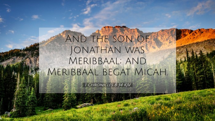 Picture 07 - 1 Chronicles 8:34 KJV Desktop Wallpaper - And the son of Jonathan was Meribbaal; and - Desktop Bible Verse Wallpaper