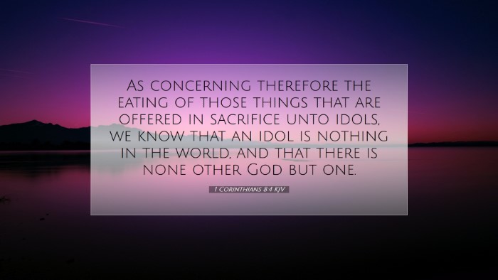 Picture 07 - 1 Corinthians 8:4 KJV Desktop Wallpaper - As concerning therefore the eating of those - Desktop Bible Verse Wallpaper