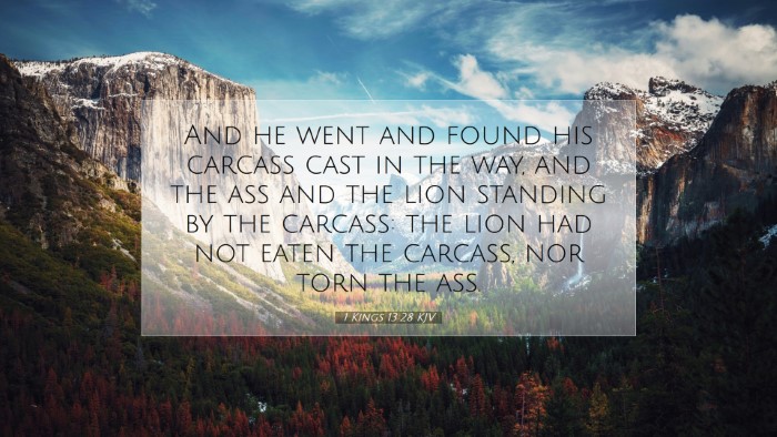 Picture 07 - 1 Kings 13:28 KJV Desktop Wallpaper - And he went and found his carcass cast in the - Desktop Bible Verse Wallpaper