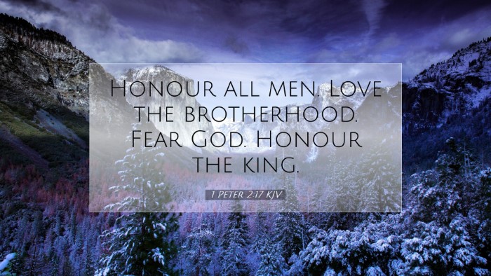 Picture 07 - 1 Peter 2:17 KJV Desktop Wallpaper - Honour all men. Love the brotherhood. Fear God. - Desktop Bible Verse Wallpaper