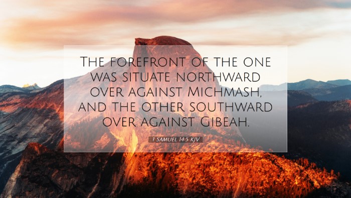 Picture 07 - 1 Samuel 14:5 KJV Desktop Wallpaper - The forefront of the one was situate northward - Desktop Bible Verse Wallpaper