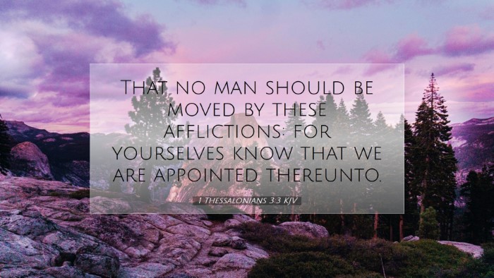 Picture 07 - 1 Thessalonians 3:3 KJV Desktop Wallpaper - That no man should be moved by these afflictions: - Desktop Bible Verse Wallpaper
