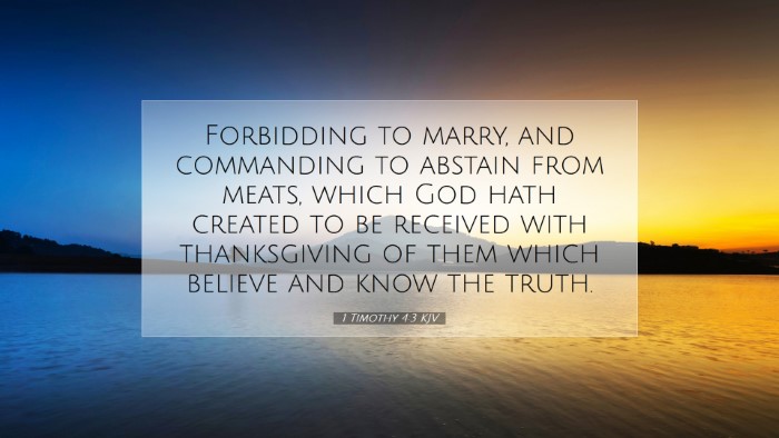 Picture 07 - 1 Timothy 4:3 KJV Desktop Wallpaper - Forbidding to marry, and commanding to abstain - Desktop Bible Verse Wallpaper