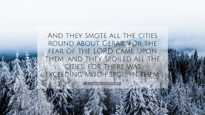 Picture 07 - 2 Chronicles 14:14 KJV Desktop Wallpaper - And they smote all the cities round about Gerar; - Desktop Bible Verse Wallpaper