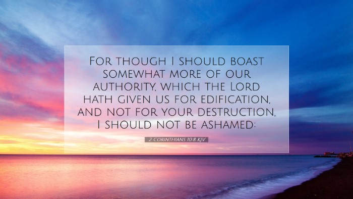 Picture 07 - 2 Corinthians 10:8 KJV Desktop Wallpaper - For though I should boast somewhat more of our - Desktop Bible Verse Wallpaper