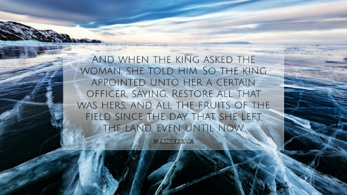 Picture 07 - 2 Kings 8:6 KJV Desktop Wallpaper - And when the king asked the woman, she told him. - Desktop Bible Verse Wallpaper