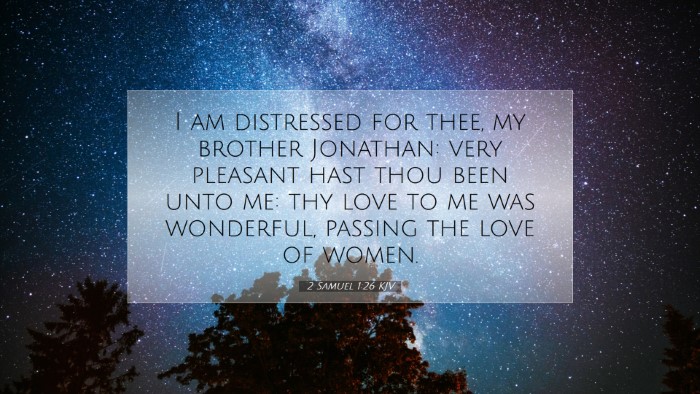 Picture 07 - 2 Samuel 1:26 KJV Desktop Wallpaper - I am distressed for thee, my brother Jonathan: - Desktop Bible Verse Wallpaper