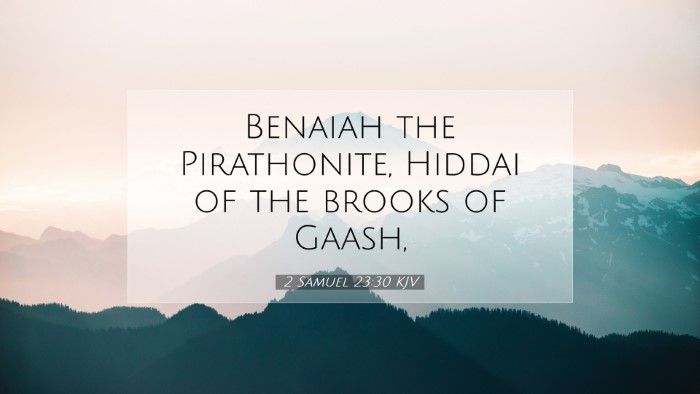 Picture 07 - 2 Samuel 23:30 KJV Desktop Wallpaper - Benaiah the Pirathonite, Hiddai of the brooks of - Desktop Bible Verse Wallpaper