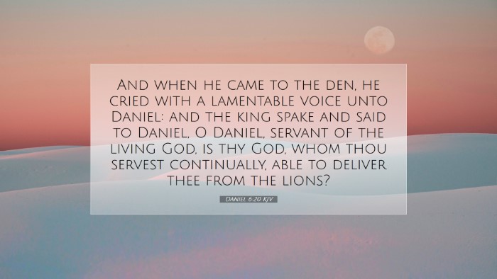Picture 07 - Daniel 6:20 KJV Desktop Wallpaper - And when he came to the den, he cried with a - Desktop Bible Verse Wallpaper