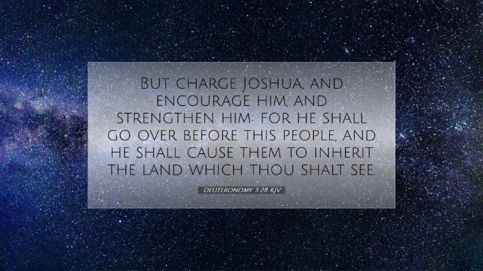 Picture 07 - Deuteronomy 3:28 KJV Desktop Wallpaper - But charge Joshua, and encourage him, and - Desktop Bible Verse Wallpaper