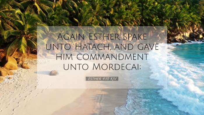 Picture 07 - Esther 4:10 KJV Desktop Wallpaper - Again Esther spake unto Hatach, and gave him - Desktop Bible Verse Wallpaper