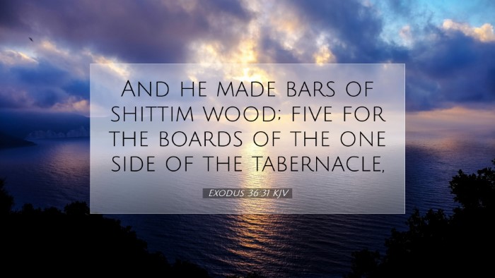 Picture 07 - Exodus 36:31 KJV Desktop Wallpaper - And he made bars of shittim wood; five for the - Desktop Bible Verse Wallpaper